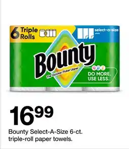 Target BOUNTY SELECT-A-SIZE 6 CT. TRIPLE-ROLL PAPER TOWELS offer