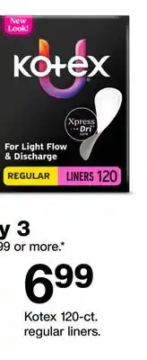 Target Kotex 120-ct. regular liners offer