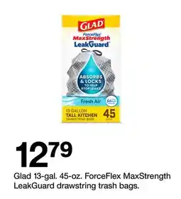 Target Glad 13-gal. 45-oz. ForceFlex MaxStrength LeakGuard drawstring trash bags offer