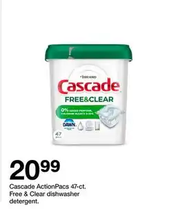 Target Cascade ActionPacs 47-ct. Free & Clear dishwasher detergent offer