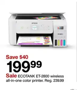 Target ECOTANK ET-2800 wireless all-in-one color printer offer