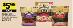 Dollar General Heartland Farms Dog Treats Medium Biscuits 60 oz. or Wavy Strips Bacon or Jerky Sticks 25 oz offer