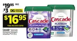 Dollar General Cascade Automatic Dishwasher Detergent ActionPacs offer