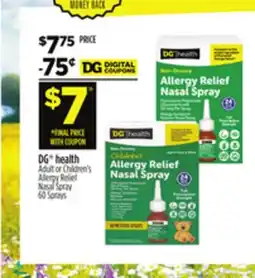 Dollar General DG health Adult or Children's Allergy Relief Nasal Spray offer
