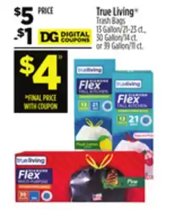 Dollar General True Living Trash Bags offer
