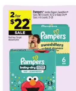 Dollar General Pampers Jumbo Diapers Swaddlers offer
