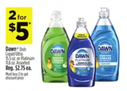 Dollar General Dawn Dish Liquid Ultra 15.5 oz. or Platinum 11.8 oz. Assorted offer