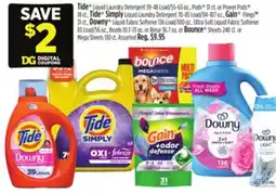 Dollar General Tide Liquid Laundry Detergent 39-59 Loads, 55-63 oz., Power Pods 18 ct., Downy 31 ct offer