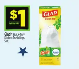 Dollar General Glad Quick-Tie Kitchen Trash Bags offer