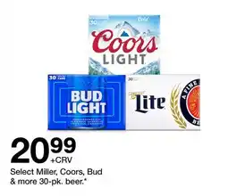Target Select Miller, Coors, Bud & more 30-pk. beer offer