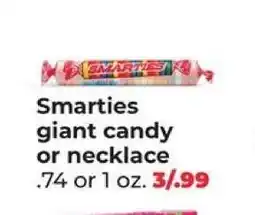 Hy-Vee Smarties giant candy or necklace offer