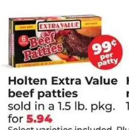 Hy-Vee Holten Extra Value beef patties offer