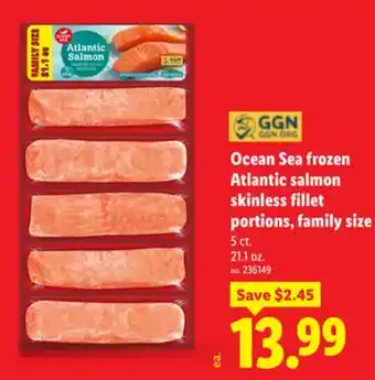 Lidl Ocean Sea frozen Atlantic salmon skinless fillet portions, family size offer