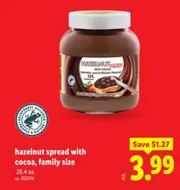 Lidl hazelnut spread with cocoa, family size offer