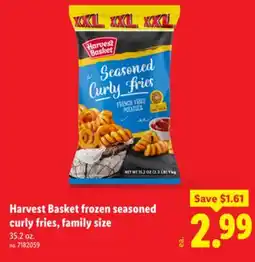 Lidl Harvest Basket frozen seasoned curly fries, family size offer