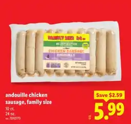 Lidl andouille chicken sausage, family size offer