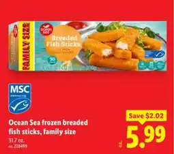 Lidl Ocean Sea frozen breaded fish sticks, family size offer