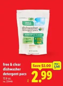 Lidl free & clear dishwasher detergent pacs offer