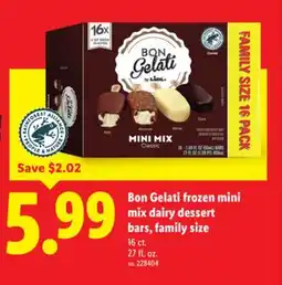 Lidl Bon Gelati frozen mini mix dairy dessert bars, family size offer