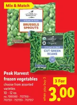 Lidl Peak Harvest frozen vegetables offer