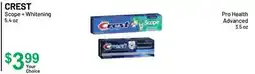Health Mart CREST Scope + Whitening 5.4 oz, Pro Health Advanced 3.5 oz offer