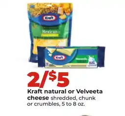 Hy-Vee Kraft natural or Velveeta cheese offer