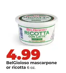 Hy-Vee BelGioioso Mascarpone or Ricotta offer