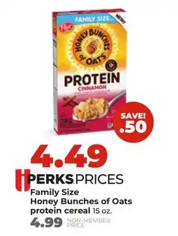 Hy-Vee Family Size Honey Bunches of Oats protein cereal offer