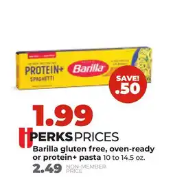 Hy-Vee Barilla gluten free, oven-ready or protein+ pasta offer