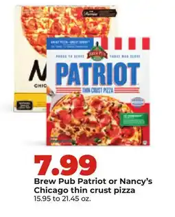 Hy-Vee Brew Pub Patriot or Nancy's Chicago thin crust pizza offer