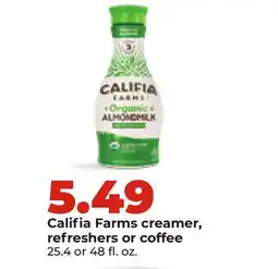 Hy-Vee Califia Farms creamer, refreshers or coffee offer