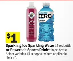 Meijer Sparkling Ice Sparkling Water or Powerade Sports Drink offer