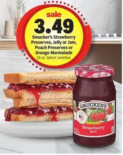 Meijer Smucker's Strawberry Preserves, Jelly or Jam, Peach Preserves or Orange Marmalade offer