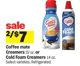 Meijer Coffee mate Creamers 32 oz. or Cold Foam Creamers 14 oz offer