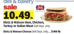 Meijer Dietz & Watson Ham, Chicken, Turkey or Italian Meat offer