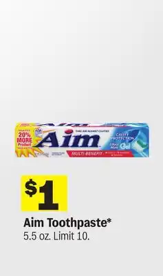 Meijer Aim Toothpaste offer