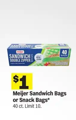 Meijer Meijer Sandwich Bags or Snack Bags offer
