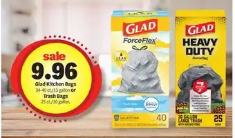 Meijer Glad Kitchen Bags 34-40 ct./13 gallon or Trash Bags 25 ct./30 gallon offer