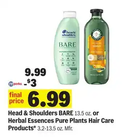 Meijer Head & Shoulders BARE 13.5 oz. or Herbal Essences Pure Plants Hair Care Products* 3.2-13.5 oz offer