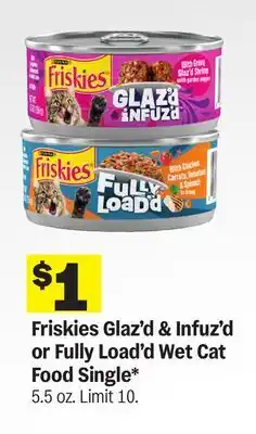Meijer Friskies Glaz'd & Infuz'd or Fully Load'd Wet Cat Food Single offer