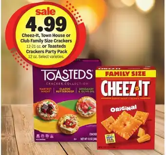 Meijer Cheez-It, Town House or Club Family Size Crackers, or Toasteds Crackers Party Pack offer