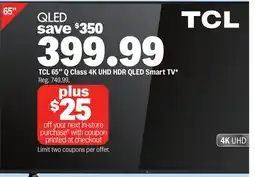 Meijer TCL 65 Q Class 4K UHD HDR QLED Smart TV offer