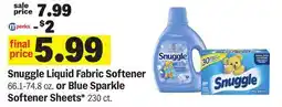 Meijer Snuggle Liquid Fabric Softener 66.1 or 74.8 oz or Blue Sparkle Softener Sheets* 230 ct offer