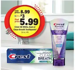 Meijer Crest 3D White, Gum or Clean Breath Toothpaste offer