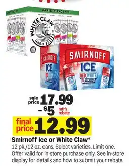 Meijer Smirnoff Ice or White Claw offer