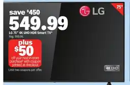 Meijer LG 75 4K UHD HDR Smart TV offer