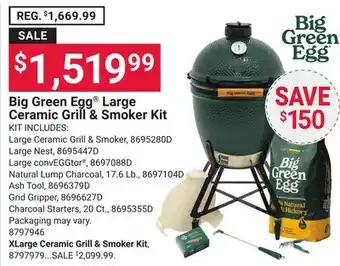 Ace Hardware Big Green Egg Large Ceramic Grill & Smoker Kit offer