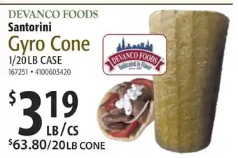 Restaurant Depot DEVANCO FOODS Santorini Gyro Cone offer
