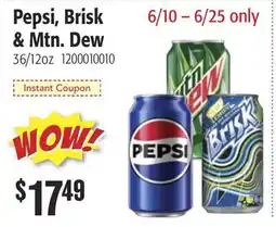 Restaurant Depot Pepsi, Brisk & Mtn. Dew offer