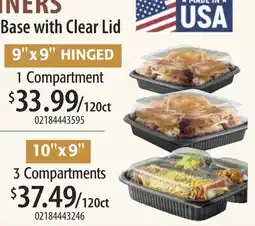 Restaurant Depot 9x9 HINGED 1 Compartment offer